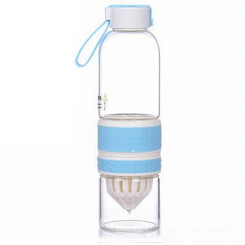 2019 Hot Sale in-stock Double Wall Glass Bottle Customized Logo Glass Tea Bottle High Borosilicate Juice Bottle