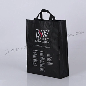 Black plastic non woven carry bag for shoes,clothes