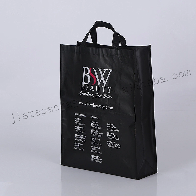 Black plastic non woven carry bag for shoes,clothes