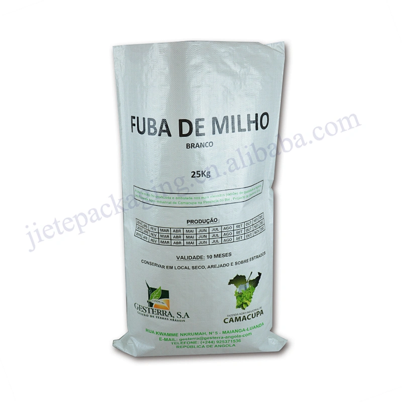 Customized white printed 25kg pp woven flour packaging bag plastic maize sack