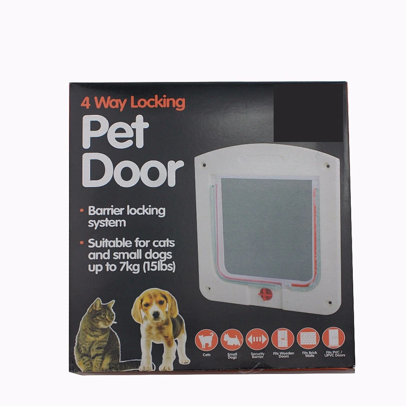 Plastic Safe Flap Door 4 Way Lockable Gate for Pet Animal Dog Cat-White Popular