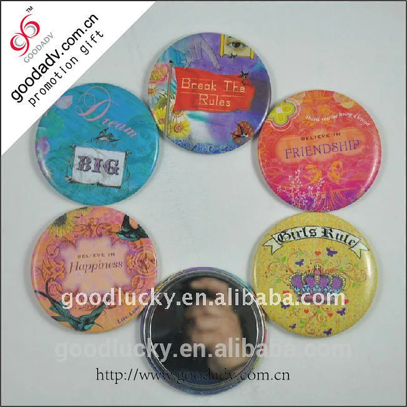 2017 full color printed metal tin small mini purse mirror