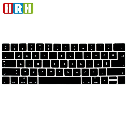 Waterproof Colored Silicone Laptop Turkish Keyboard Skin keyboard protector for macbook pro touch bar A1706 A1707 A1989 A1990