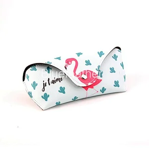 Custom Printed Flamingo Pu Leather Sunglasses Case