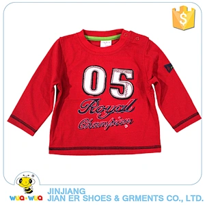 Latest fashion letter pattern design long sleeve 0-24M boys t shirt