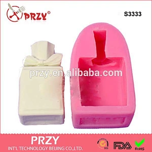 S3333 perfume bottle with bow silicone candle mold perfume decoration handmade soap mold