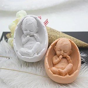 Sleeping baby handmade Soap molds suction finger Baby silicone forms candle Mould
