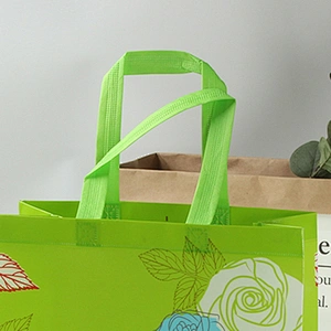 Green foldaway custom print big shopping bag