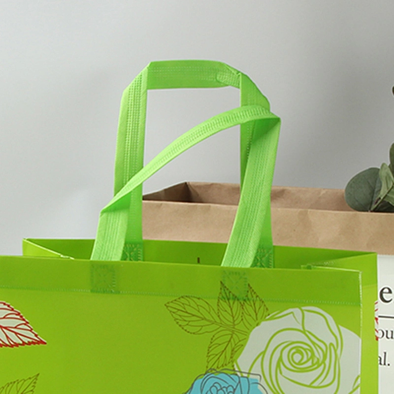 Green foldaway custom print big shopping bag