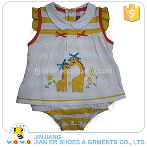 Summer short sleeve lovely style cotton baby girls bodysuit