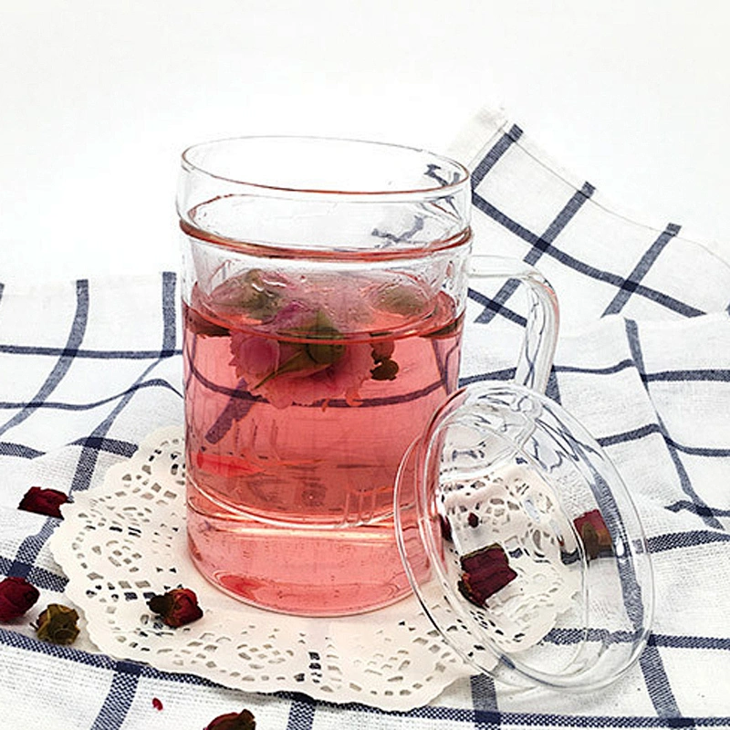 OEM logo custom glass cup set with tea-strainer bottle 400ml