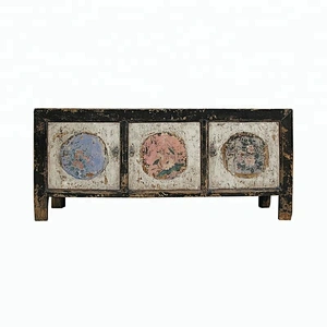 chinese oriental old distressed rustic painted storage sideboard furniture