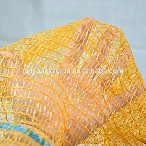 Yellow China hdpe raschel knit mesh net bags raw material wholesale drawstring net bag