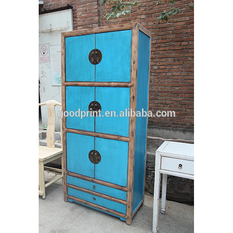 chinese antique wood cabinet design with drawers for living room