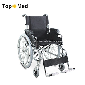 Manual Travel Drop Back Handle Steel Wheelchair With Quick Release Pneumatic Rear Wheel