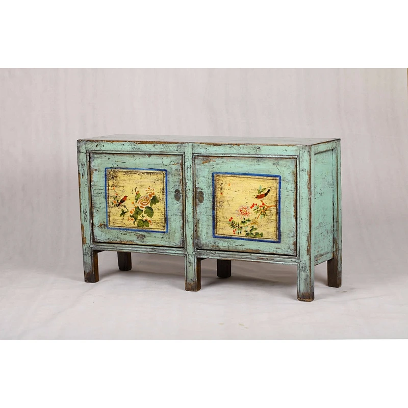 Chinese wooden antique painted rustic sideboard cabinet furniture for dining room