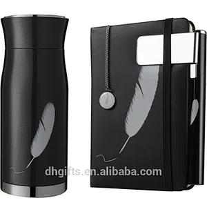 Wholesale Gift Set Stainless Steel Vacuum Cup Flask+Notebook+Pen+Bookend+Bookmark Gift Set for Business Man