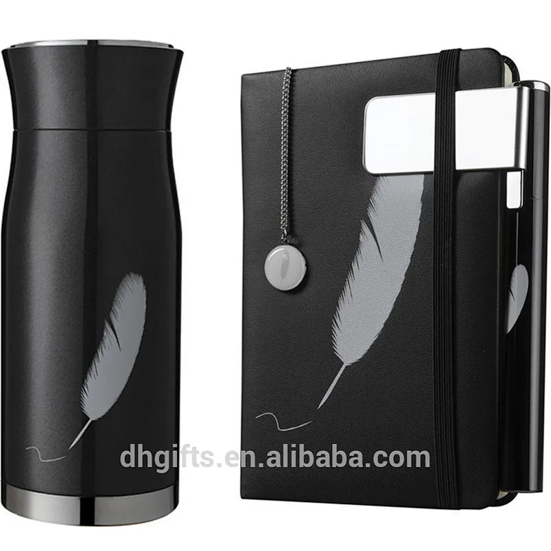 Wholesale Gift Set Stainless Steel Vacuum Cup Flask+Notebook+Pen+Bookend+Bookmark Gift Set for Business Man