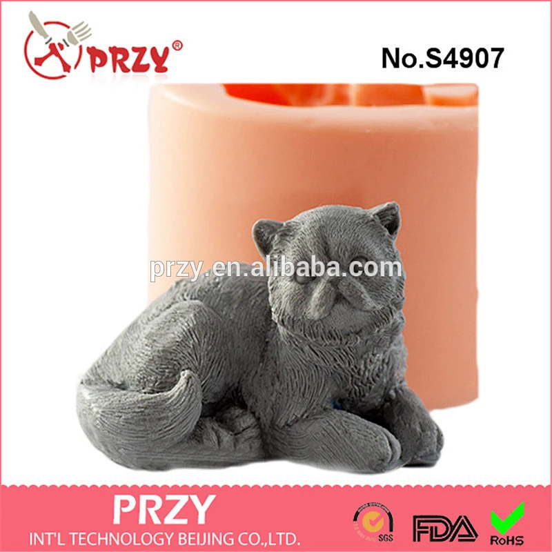 S4907 cat 3d silicone soap molds food grade silicone mold animal mold
