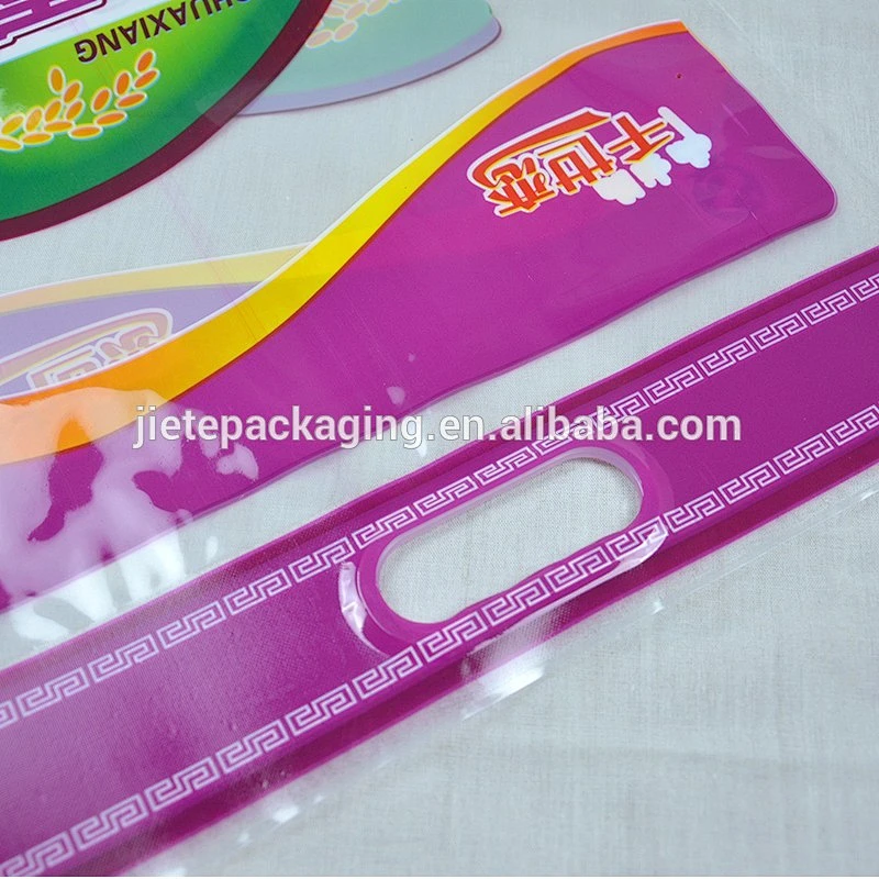high quality colorful printed PE rice packing bags with handle 5kg 2kg 1kg