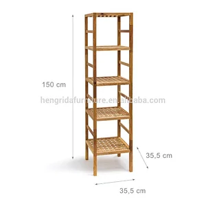 5 Tier Solid oiled wood walnut bathroom Shelving Unit