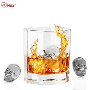 One set Skull head shaped silicone ice mold whiskey cocktail ice ball maker large ice cubes