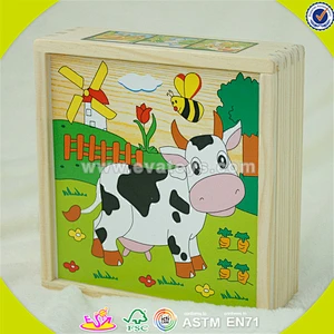 wholesale kids wooden cubic puzzle, cheap baby wooden cubic puzzle, hottest children wooden cubic puzzle W14F038