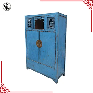 chinese antique solid wood pine storage furniture for stores
