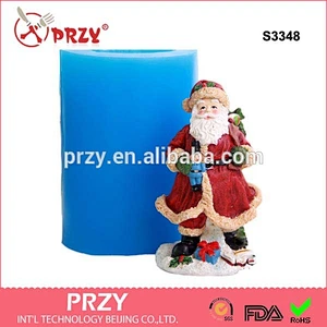 S3348 3d santa claus mould for Christmas santa with gift box shape silicone mold for cake soap
