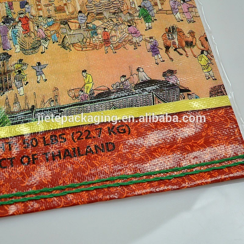 high quality gravure printing surface handle plastic pp woven rice, corn bags
