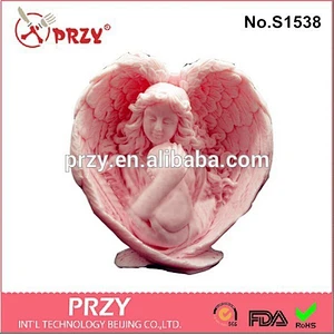 Supply hot sale S1538 angel wings with halo silicone soap molds