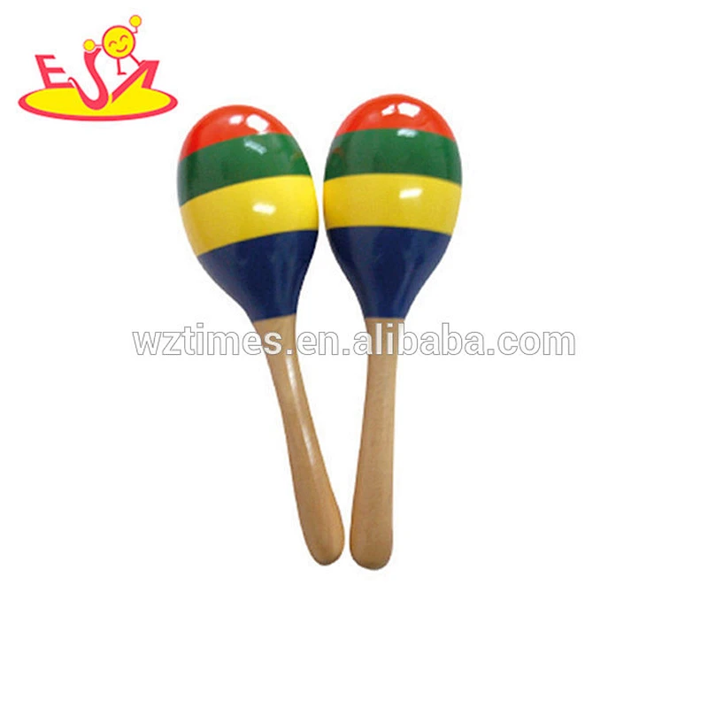 Wholesale toy musical instrument wooden baby maracas educational wooden baby maracas for sale W07I050