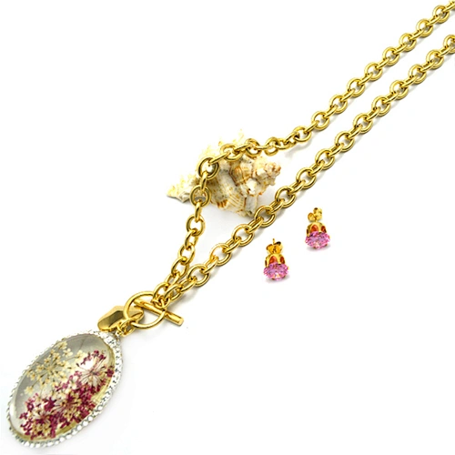 Hot sell stainless steel stylish gold plated jewelry set