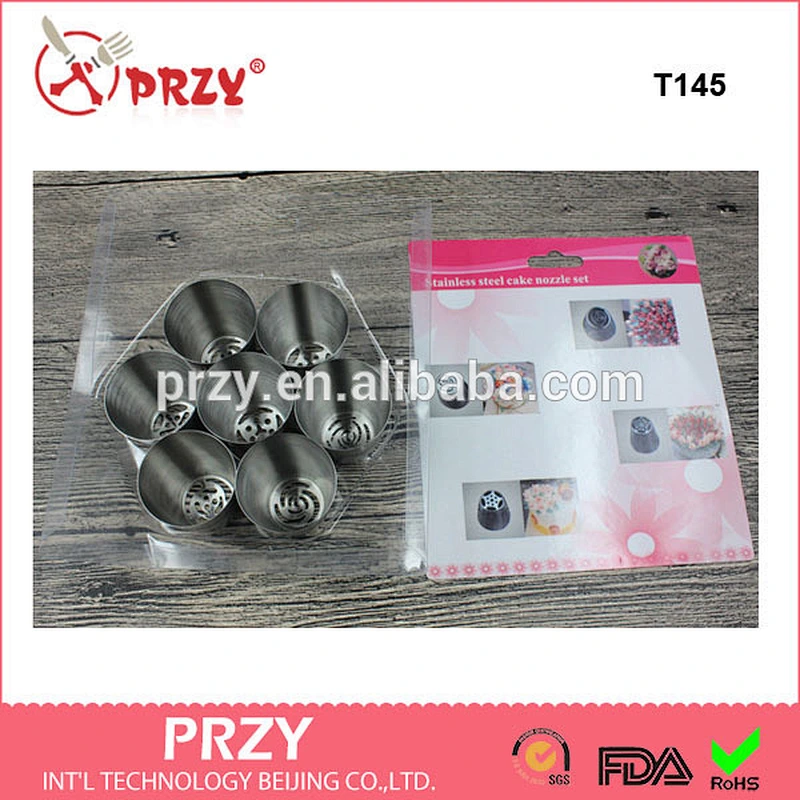 T145 7 Pcs Stainless steel Pastry icing nozzles Cake Decorating Set