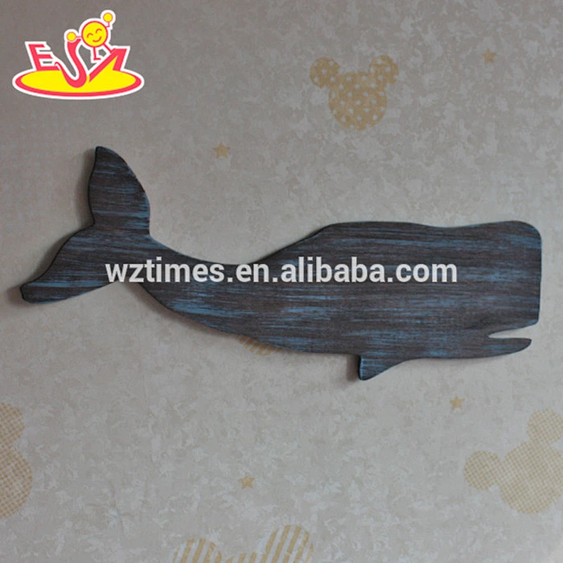2018 New design home decoration wooden wall decor top fashion whale shape wooden wall decor W09D017