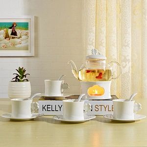 Free Sample Luxury Glass Tea Pot With With Coffee Cups Plate For Home And Restaurant