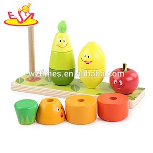 Wholesale promotional gift wooden funny game fruits design stacking blocks for 1 years old baby W13D170