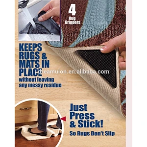 4 RUGGIES RUG CARPET MAT GRIPPERS NON SLIP SKID REUSABLE WASHABLE GRIPS