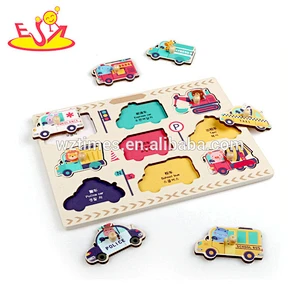 Wholesale popular peg puzzle toy wooden vehicles puzzle for baby W14M113