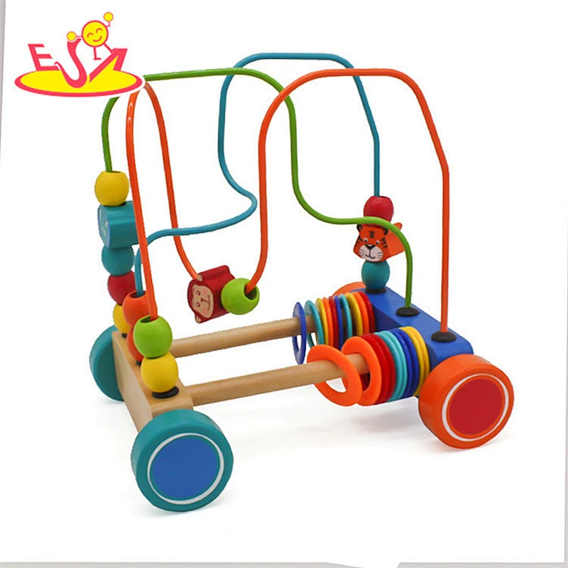 New arrival baby educational wooden pull along toys for 1 year old W05C098