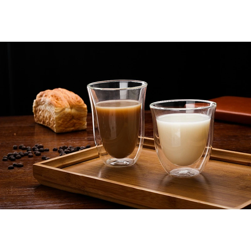 guangzhou factory 180 ML Fancy Double Wall Glass Coffee Cup Double Wall Glass cup for coffee shop