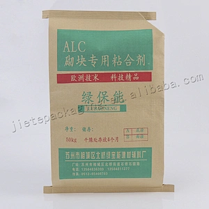 50kg kraft paper laminated pp woven cement bag for ceramic tile adhesive,dry mortar,wall putty powder