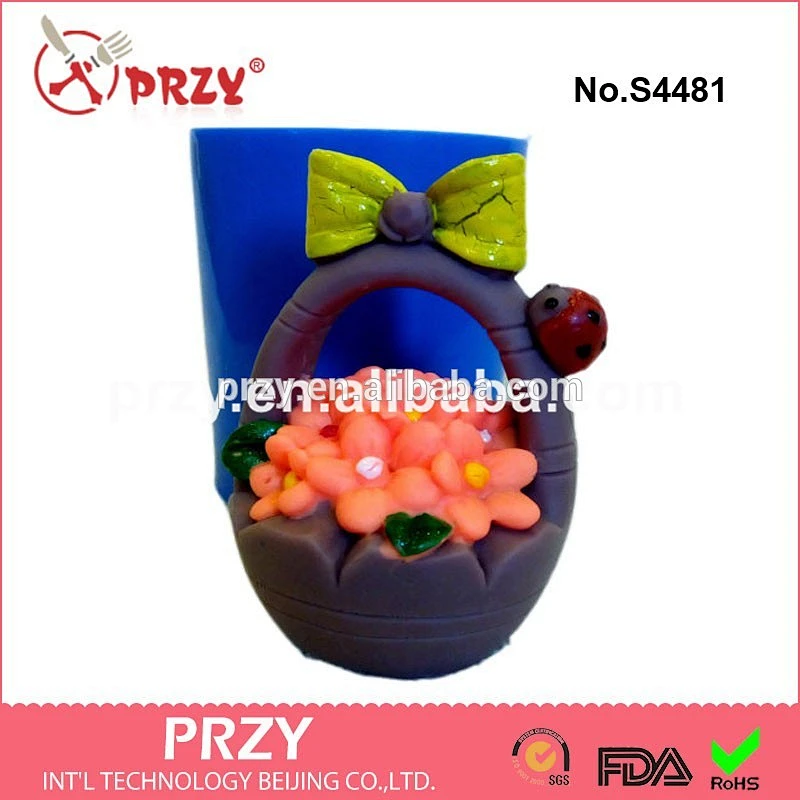 Flower basket silicone mold for soap ,3D basket candle mold , decorative handmade mold