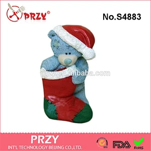 S4883 Teddy Bear with Christmas sock Bear with Boot for gifts 3D Flexible Resin Mould