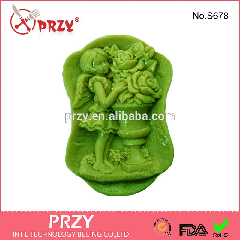 S678 PRZY Eco-friendly DIY silicone angel rose soap mold