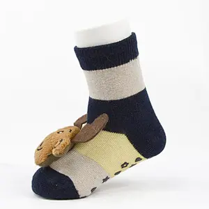 Autumn Winter wholesale kids manufacturers Newborn non slip floor lovely cartoon cat bear coral velvet Baby shoe Socks