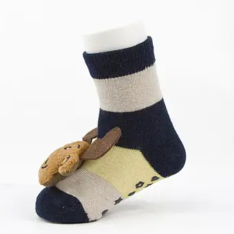 Autumn Winter wholesale kids manufacturers Newborn non slip floor lovely cartoon cat bear coral velvet Baby shoe Socks