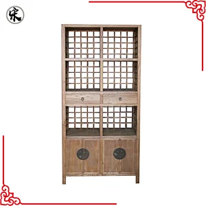 wholesale rustic reclaimed wooden storage bookcase, study room furniture