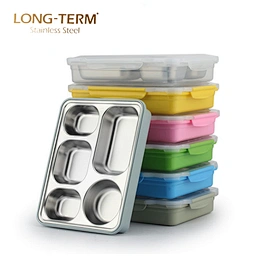 5 Compartment Leakproof Bento Lunch Box Stainless Steel