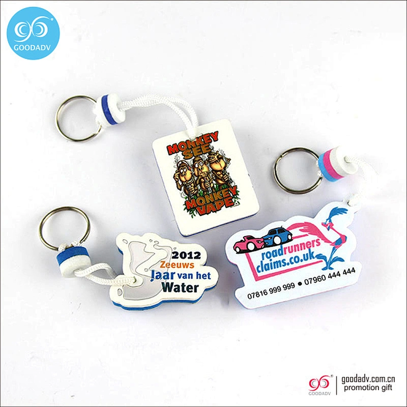 Hot selling advertising gift eva foam floating keychain with custom printed logo